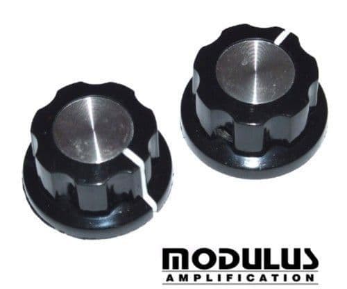 Knob -black- silver insert - skirted