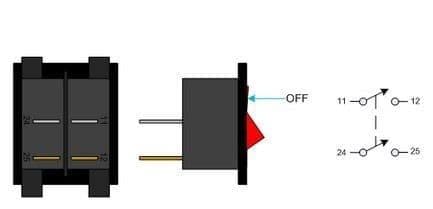Red Light Up Rocker Switch - on-off DPST