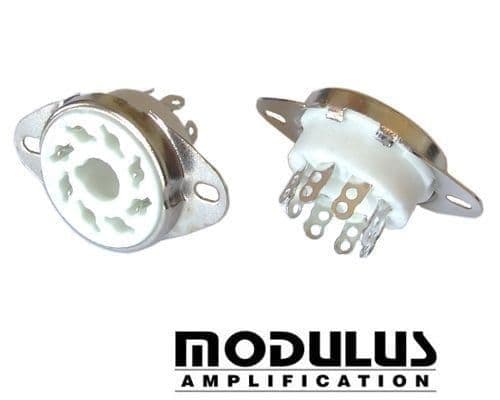 Valve Socket - 8 pin Octal - White Ceramic - Retainer attached