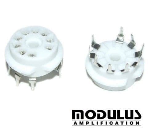 Valve Socket 9 pin BA9-White Ceramic - with Pins