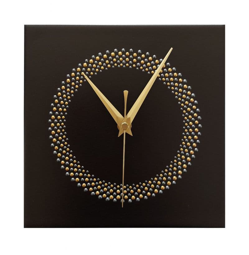 20cm Circle Design Square Wall Clock, Black