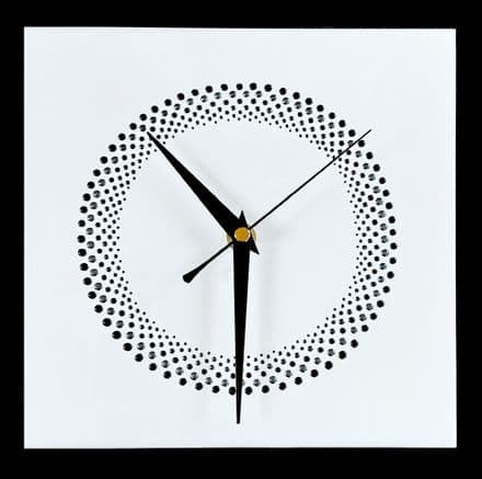 20cm Circle Design Square Wall Clock, White