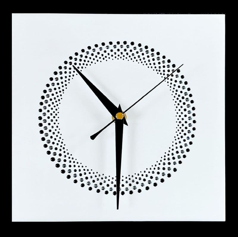 20cm Circle Design Square Wall Clock, White