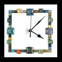 20cm Square Cabochon Wall Clock, White
