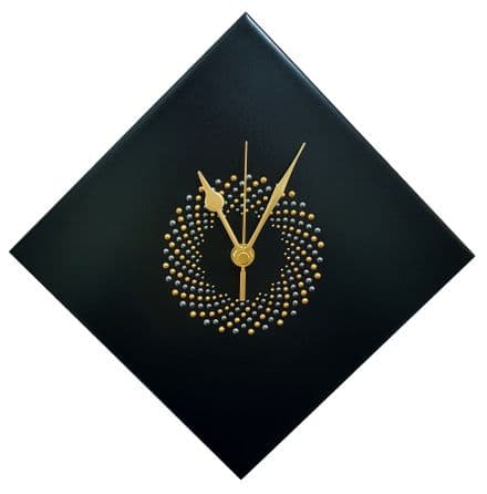 28cm Circle Swirl Diamond Wall Clock, Black
