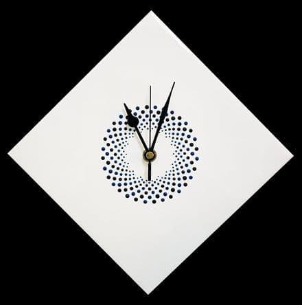 28cm Circle Swirl Diamond Wall Clock, White