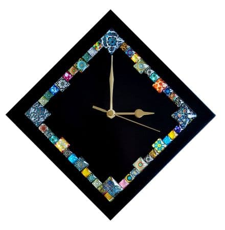 28cm Diamond Cabochon Wall Clock, Black
