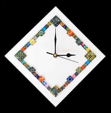 28cm Diamond Cabochon Wall Clock, White