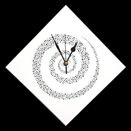 28cm Spiral Design Diamond Wall Clock, White