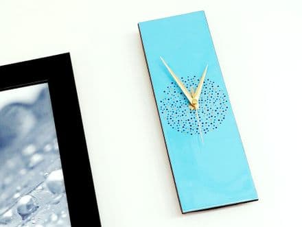 30cm Handpainted Rectangle Blue Clock