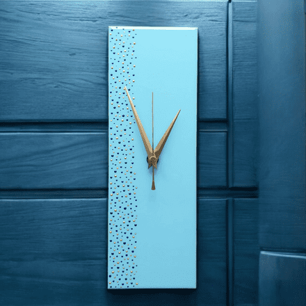 30cm Handpainted Rectangle Blue Clock