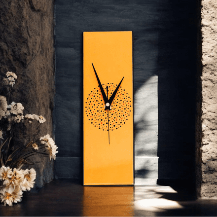30cm Handpainted Rectangle Orange Wall Clock