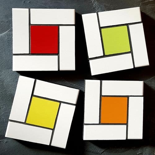 Ceramic Coaster, White & Colour