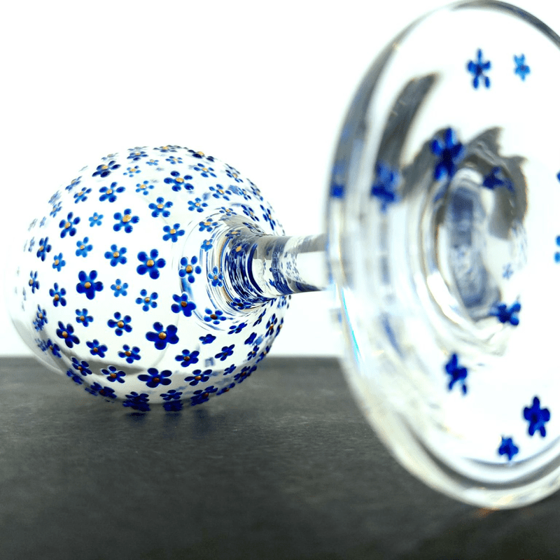 Gill's Wine Glass 'Forget Me Not' Blue Flower