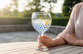 Hand Painted Balloon Gin Glass 'Forget-Me-Not Flower Design