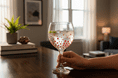 Hand Painted Balloon Gin Glass 'Poppy' Flower Design