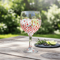 Hand Painted Balloon Gin Glass 'Poppy' Flower Design