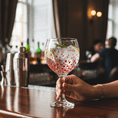 Hand Painted Balloon Gin Glass 'Poppy' Flower Design