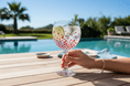Hand Painted Balloon Gin Glass 'Poppy' Flower Design