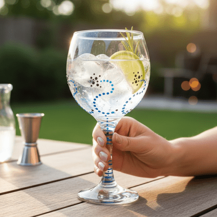 Hand Painted Balloon Gin Glass 'The Swirl' Design