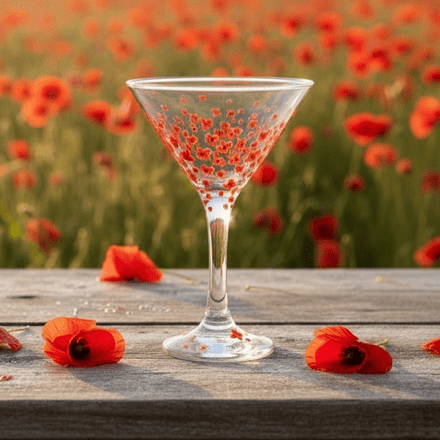Hand Painted Cocktail Martini Glass 'Poppy' Design