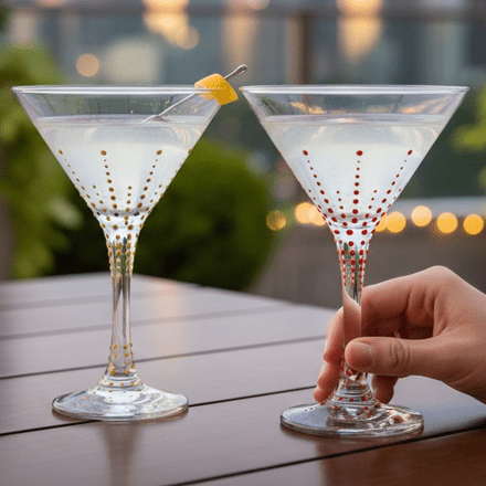 Hand Painted Cocktail Martini Glass 'The Crown' Design