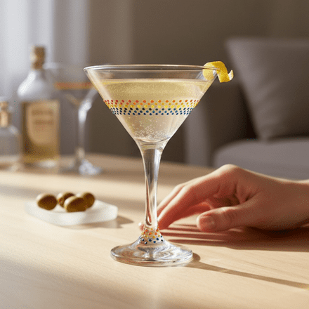 Hand Painted Cocktail Martini Glass 'The Rainbow' Design
