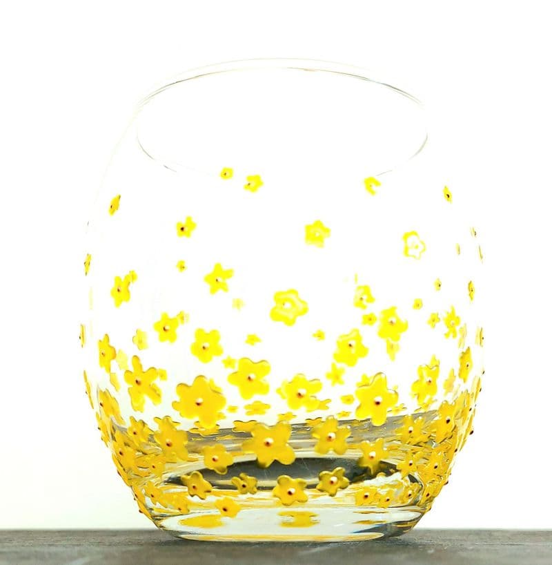 Hand Painted Glass Tumbler 'Buttercup'