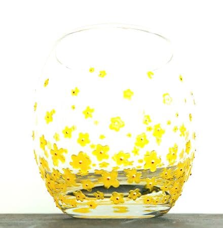 Hand Painted Glass Tumbler 'Buttercup'