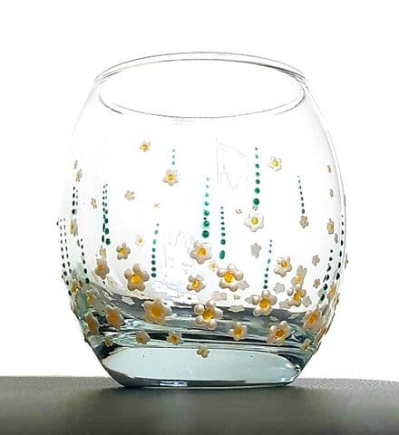 Hand Painted Glass Tumbler 'Daisy'