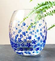 Hand Painted Glass Tumbler 'Forget Me Not'