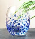 Hand Painted Glass Tumbler 'Forget Me Not'