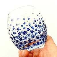 Hand Painted Glass Tumbler 'Forget Me Not'