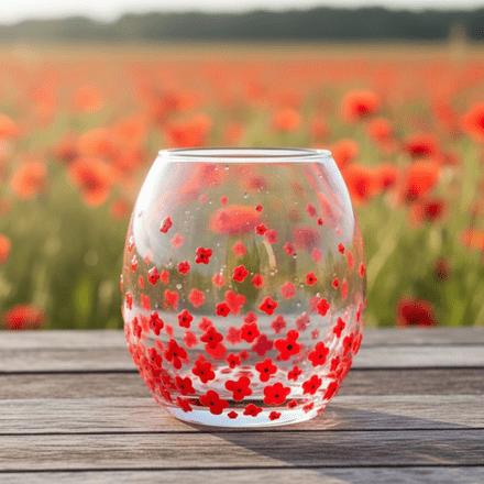 Hand Painted Glass Tumbler 'Poppy'