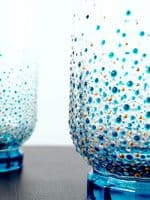 Hand Painted Hiball Glass 'Blue Stem'