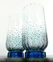 Hand Painted Hiball Glass 'Blue Stem'