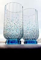 Hand Painted Hiball Glass 'Blue Stem'