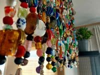 Handmade Bohemian Beaded Curtain Valance, Sun Catcher
