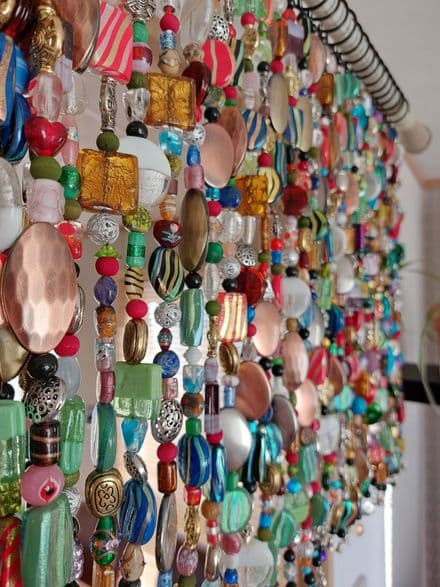Handmade Bohemian Beaded Curtain Valance, Sun Catcher