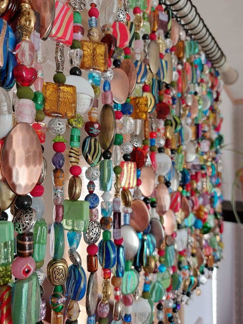 Handmade Bohemian Beaded Curtain Valance, Sun Catcher