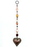 Handmade Bohemian Beaded Heart Decoration, Hanging Suncatcher, Bronze or Silver