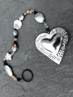 Handmade Bohemian Beaded Heart Decoration, Hanging Suncatcher, Bronze or Silver