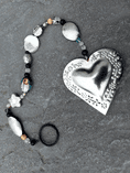 Handmade Bohemian Beaded Heart Decoration, Hanging Suncatcher, Bronze or Silver