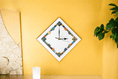 Handmade Diamond Wall Clock With Glass Cabochons - White | Contemporary Wall Decor