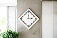 Handmade Diamond Wall Clock With Glass Cabochons - White | Contemporary Wall Decor