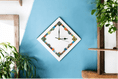 Handmade Diamond Wall Clock With Glass Cabochons - White | Contemporary Wall Decor