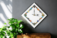 Handmade Diamond Wall Clock With Glass Cabochons - White | Contemporary Wall Decor