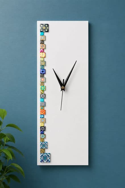 Handmade Mosaic Stripe Wall Clock (Portrait)