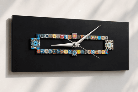 Handmade Rectangle Mosaic Wall Clock (Landscape)