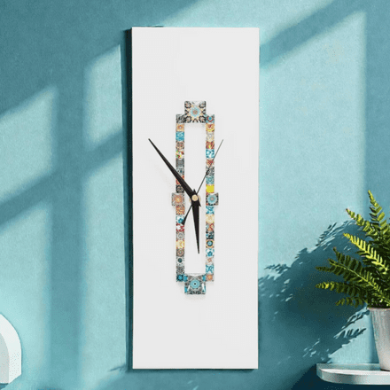 Handmade Rectangle Wall Clock With Glass Cabochons (Portrait)